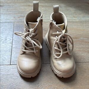 Zara Kids Tan Lace-Up Boots with side zipper - size 25